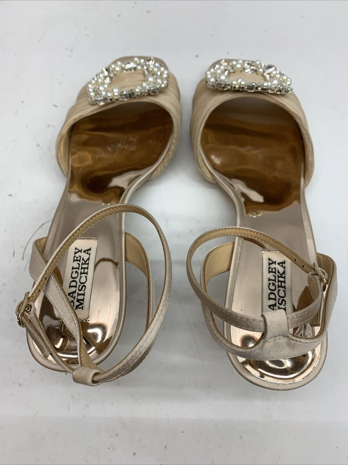 Badgley Mischka Women's Nimah Kitten Heel Sandal Heeled Nude Size 9 Open Toe