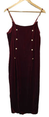 Grace Karin Spaghetti Strap Back Slit Velvet Cocktail Party Midi Dress - Sz L