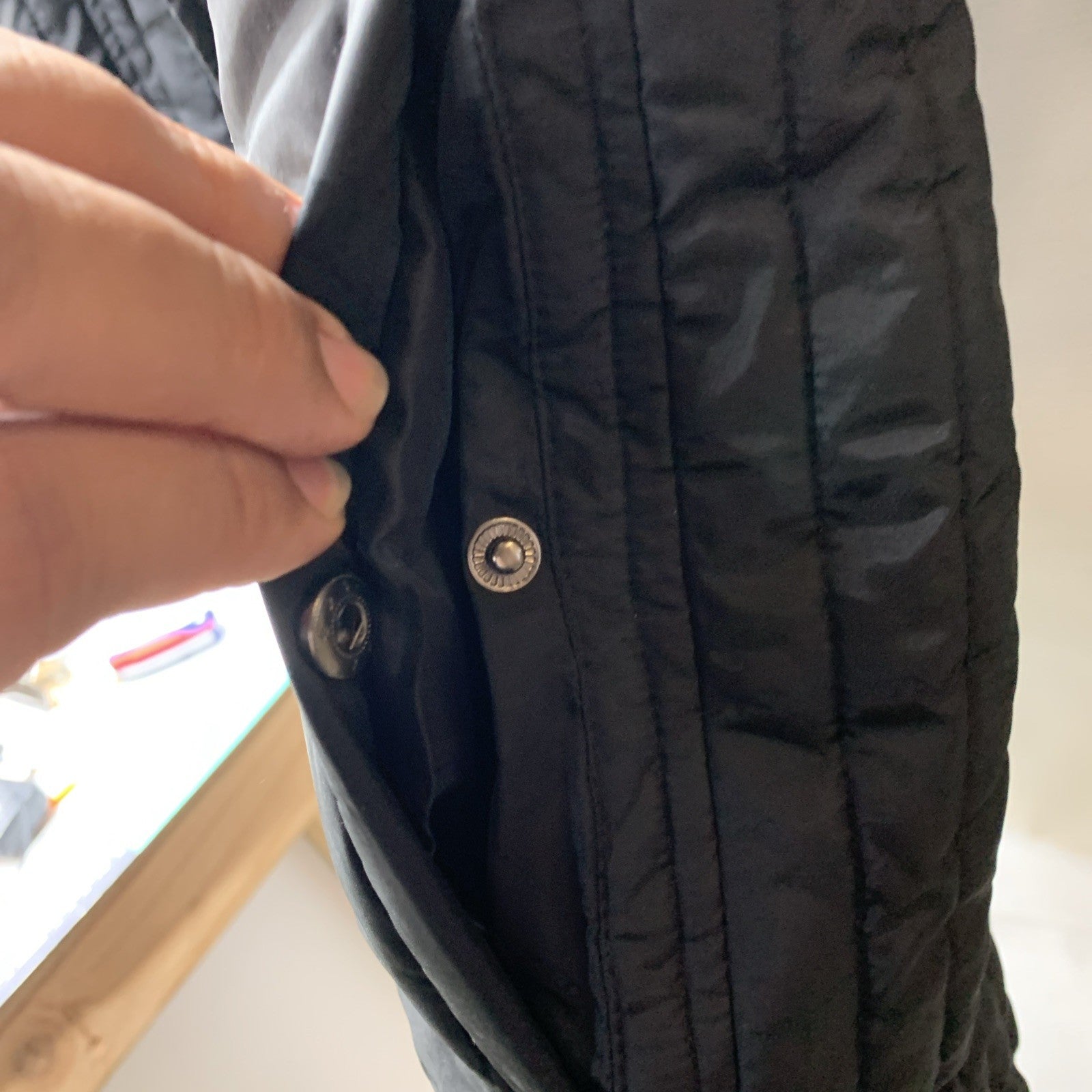 London Fog Hooded Down Puffer Jacket Coat Black Sz Small Long Sleeve L820627L93