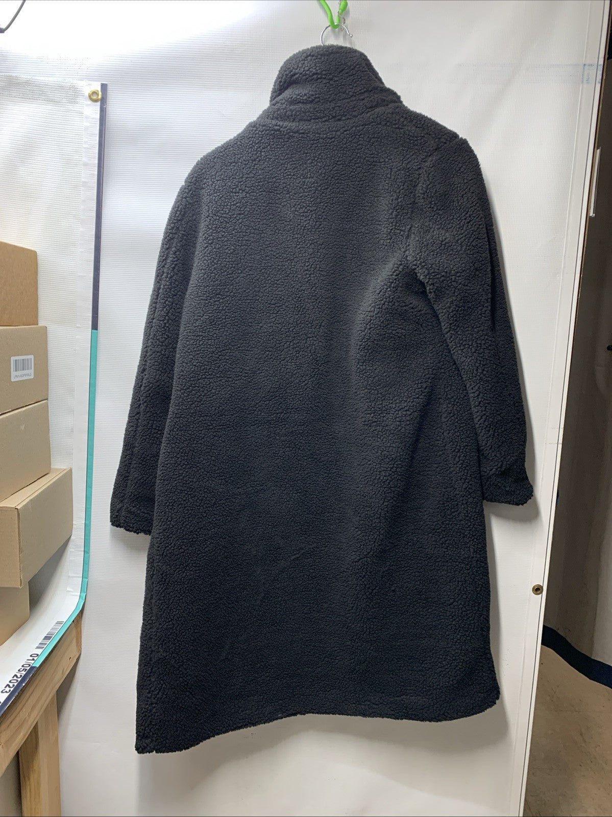 Jessica Simpson Women Winter Coat Sherpa Full Length Single Breast Size M Black