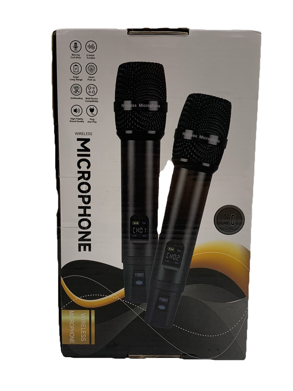Wireless Microphones UHF Metal Dual Handheld Cordless Dynamic 260Ft - 2 Pack