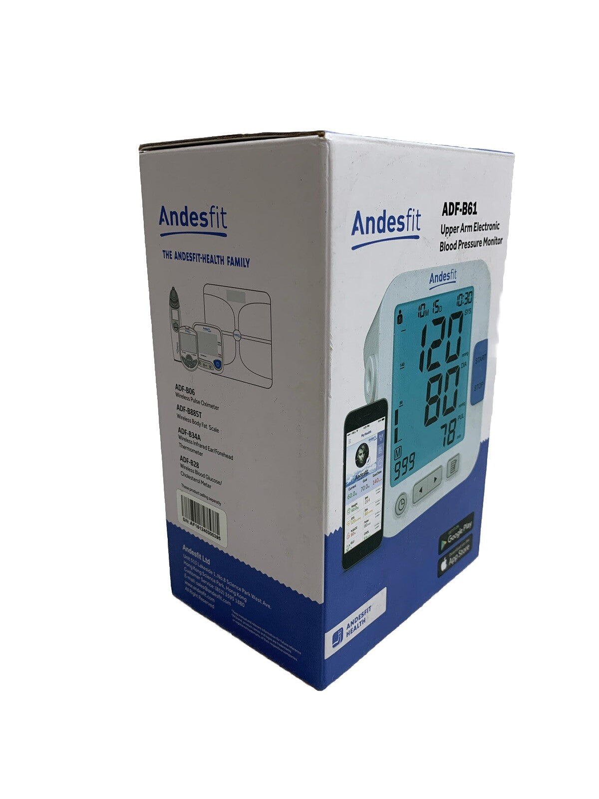 Andesfit High Accuracy ADF-B61 Upper Arm Electronic Blood Pressure Monitor White