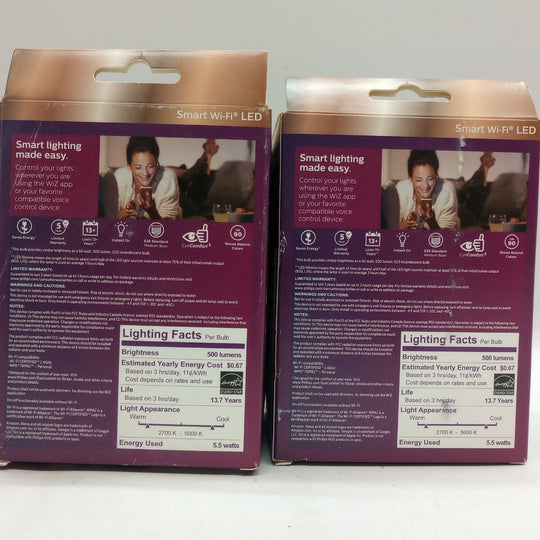 Philips Tunable White G25 60W Equivalent Dimmable Smart Wi-Fi WiZ Con Lot of 2