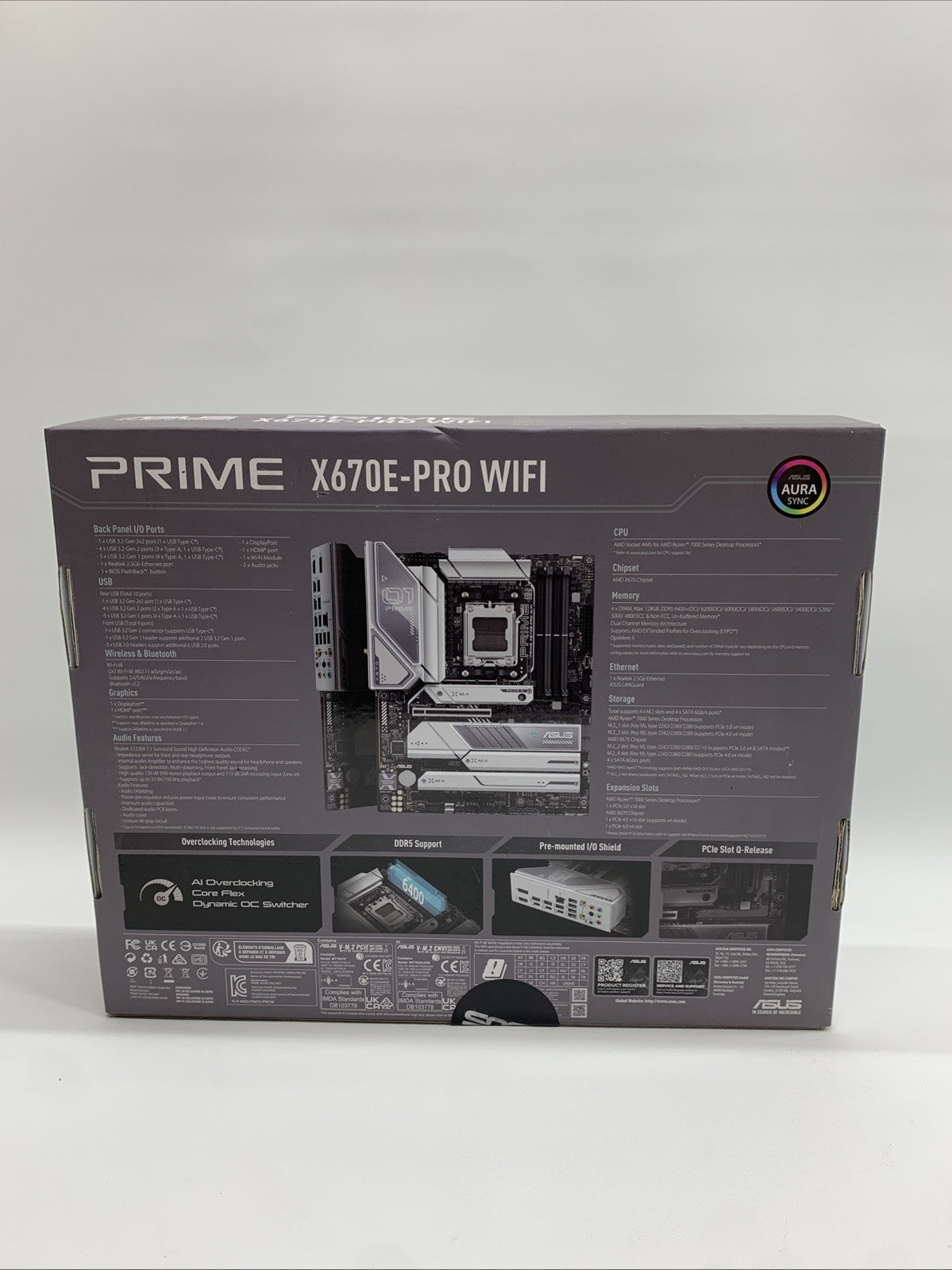Asus Prime X670E-PRO AMD X670 Socket AM5 ATX DDR5-SDRAM Motherboard B2 MOBO