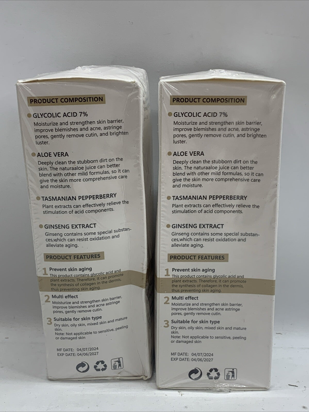 Glycolic Acid 7% Toning Solution 240ml 8.44 fl oz Blemishes and Acne - 2 Pack