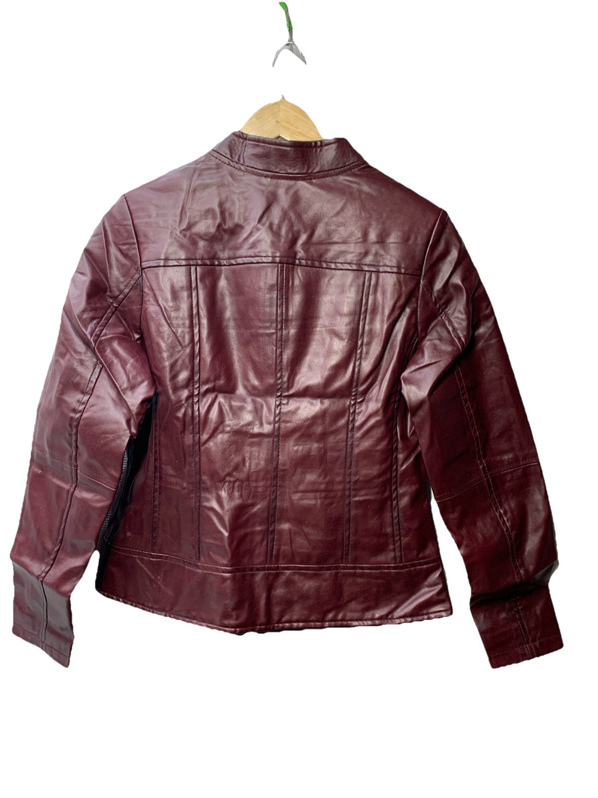 Decrum Womens Maroon Leather Jacket Real Lambskin Stylish Jacket Long Sleeve S