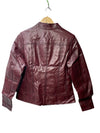 Decrum Womens Maroon Leather Jacket Real Lambskin Stylish Jacket Long Sleeve S