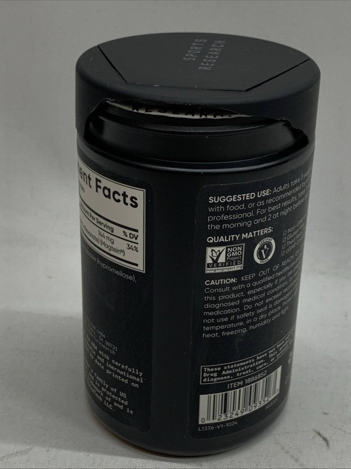 SR Magtein® Magnesium L-Threonate for Memory Focus Cognition 2000mg 135 Capsules