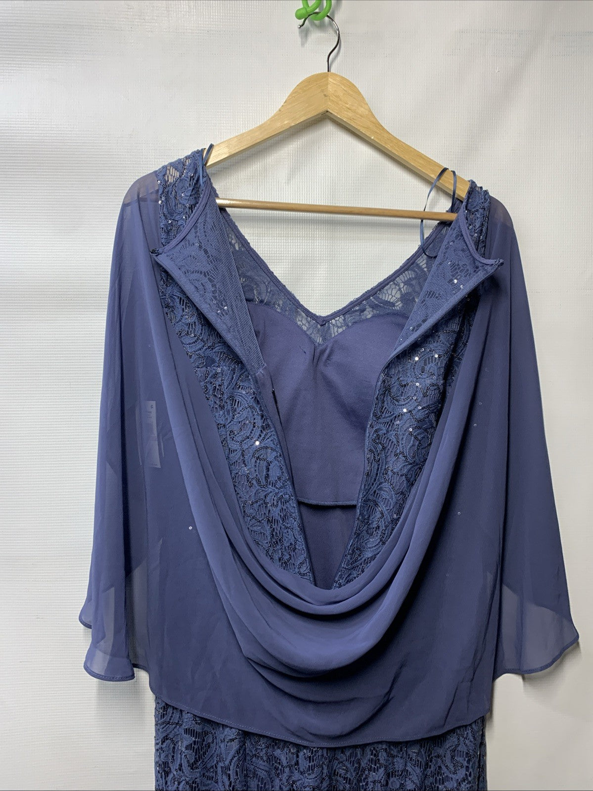 Alex Evenings Women's Long A-line Dress V-Neck with Draped Cowl Back Size 6