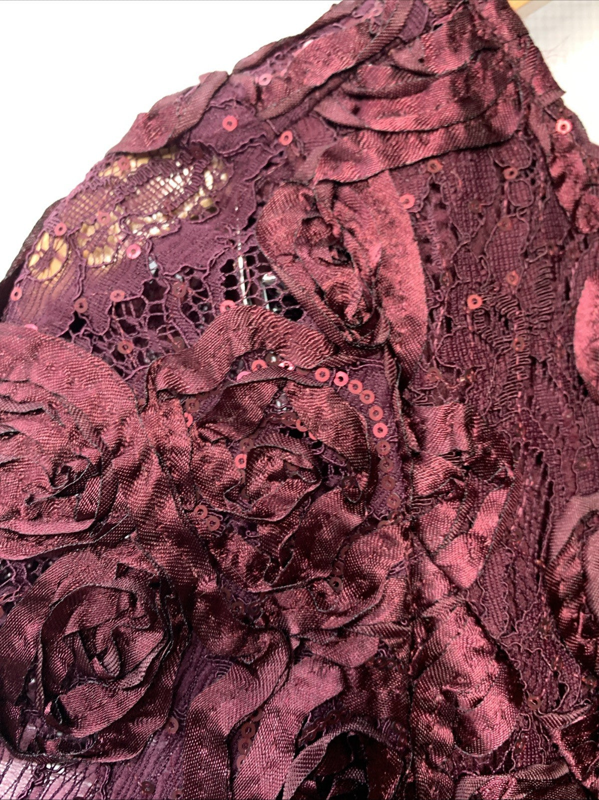 Alex Evenings Long Rosette Mother of The Bride Dress 112788 Size 10 Short Sleeve