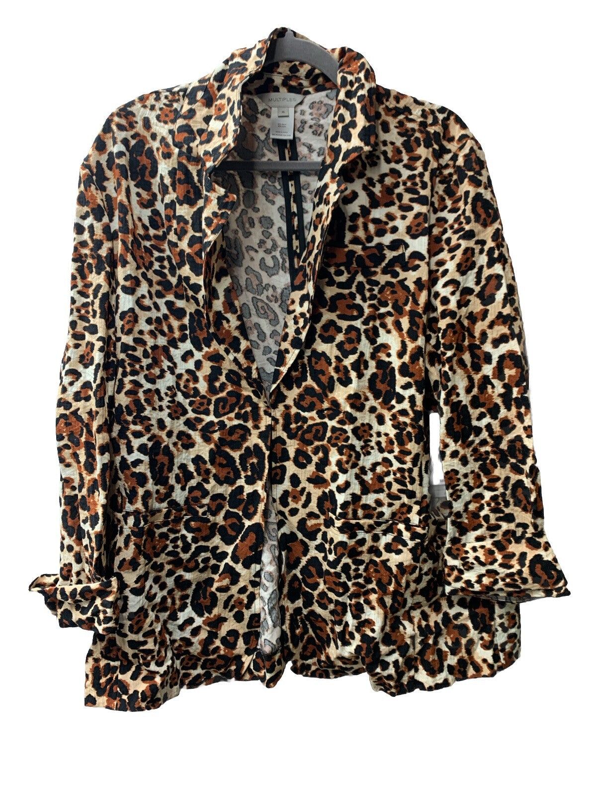 Women's 3/4 sleeve lapel jacket shirt with welt pockets in size XL by The Family Flips, stylish women's coat and jacket.