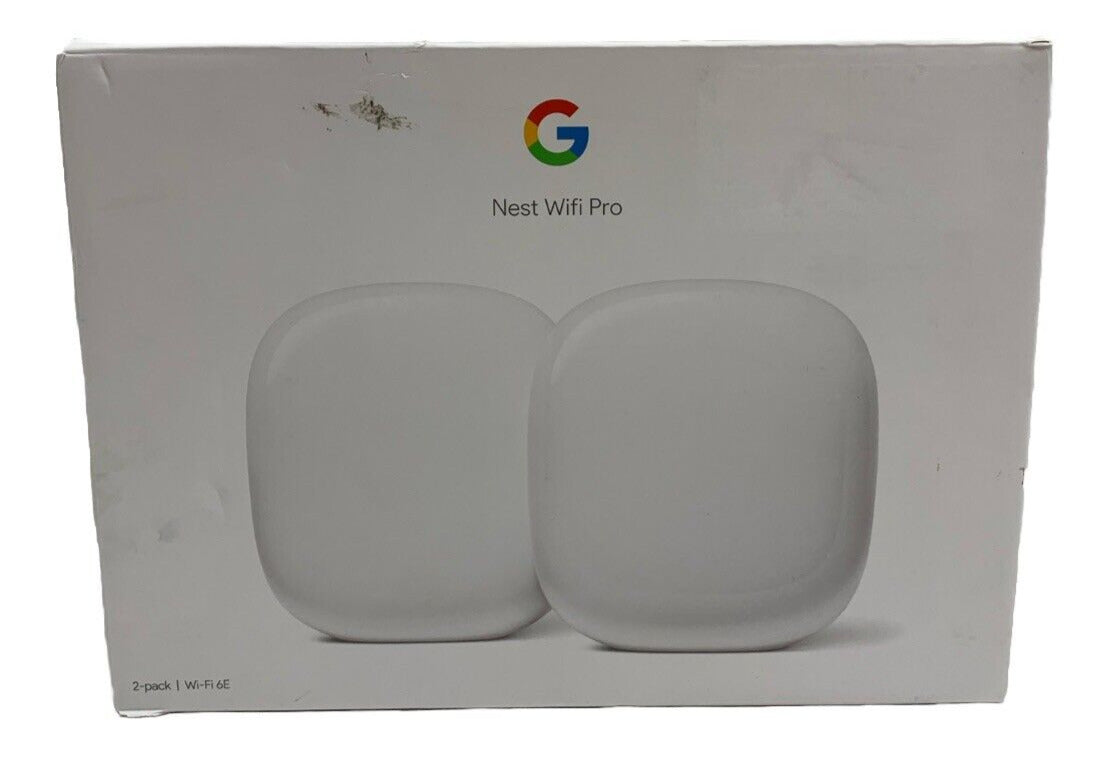 Google Nest Wifi Pro Wi-Fi 6E Router Mesh System Snow White GA03689-US (2-Pack)