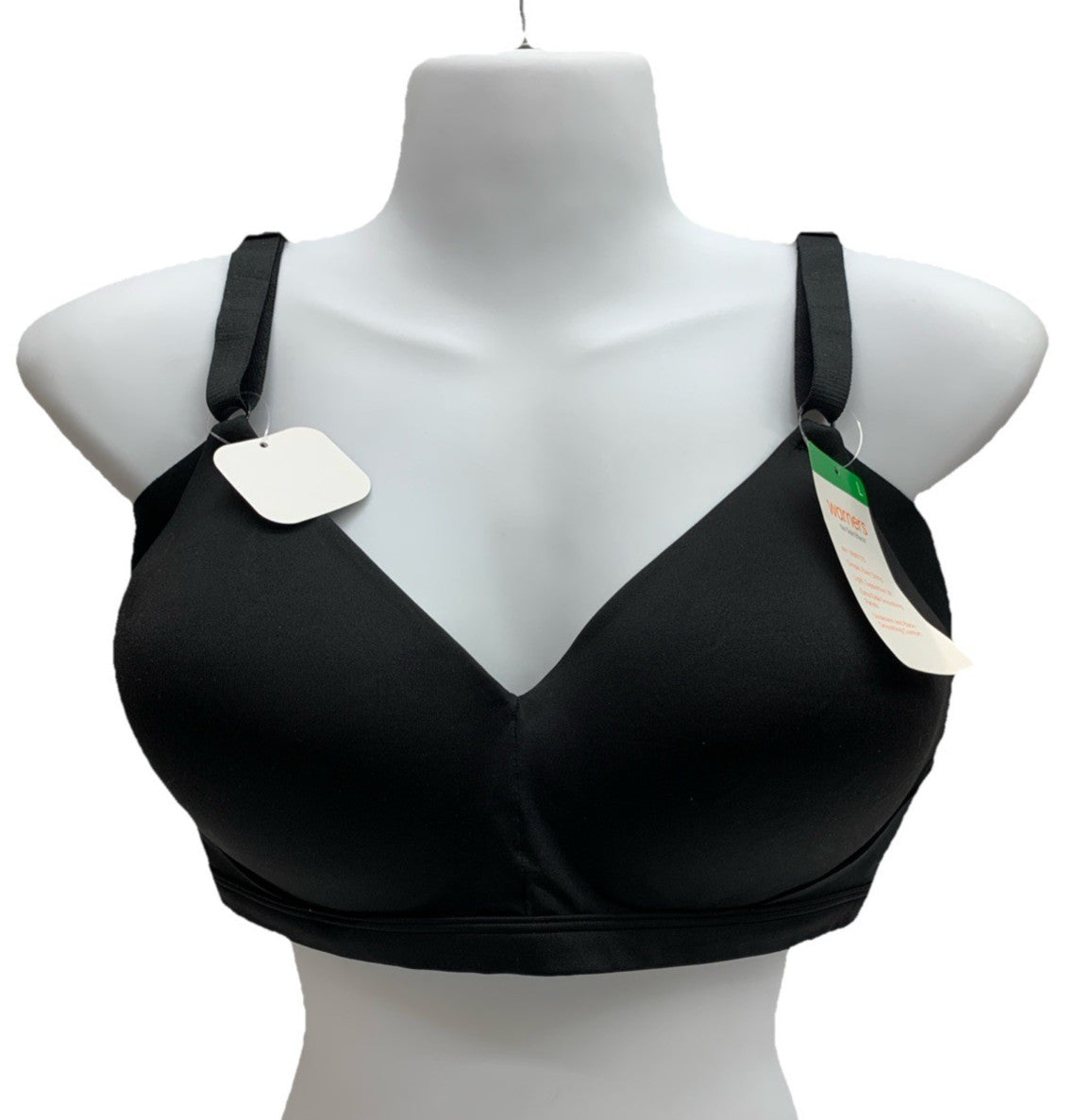 Warner's RN2231A No Side Effects Wirefree Lift Bra Large Black Back-Smoothing