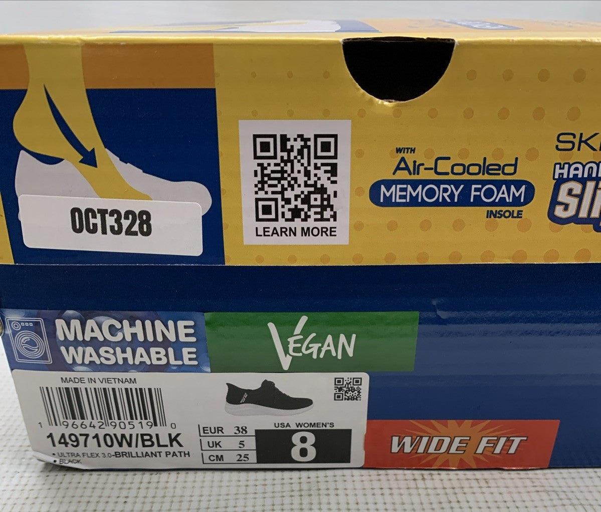 Skechers Womens Slip-Ins Ultra Flex 3.0 Shoes Black/White 149710 Size 8 Wide fit