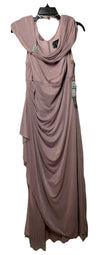 Alex Evenings Women's Long L-Neck Glitter Mesh Dress With Ruched Neck Line 16P