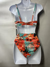 RELLECIGA Low Waisted Bikini Set Scoop Neck Cutout Two Piece Swimsuit Floral Med