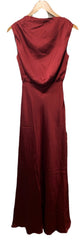 Lulus Womens Ada Satin Maxi Dress Formal High Neck Sleeveless Burgundy Size XS