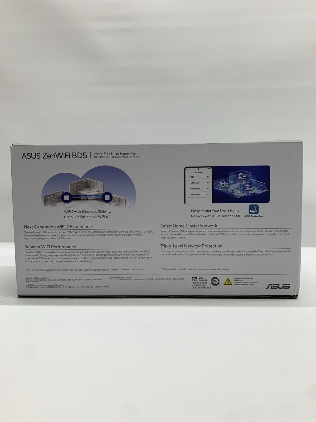 Asus ZenWiFi BD5 Wi-Fi 7 Mesh Ethernet Wireless Router -  5000 Mbps, 6800 sq.ft