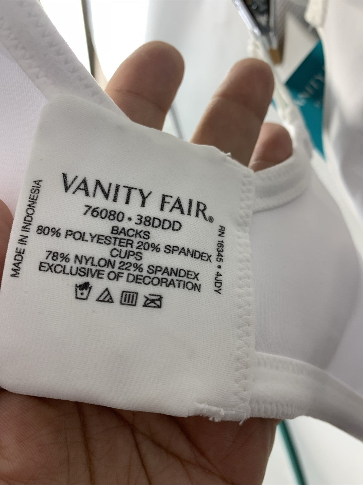 Vanity Fair 76080 Bra Beauty Back Full Figure Minimizer Underwire 38DDD White