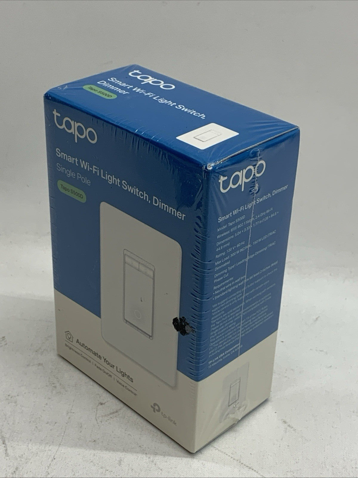 TP-Link Tapo S500D Smart 2.4GHz Wi-fi Light Dimmer Switch, Single Pole White