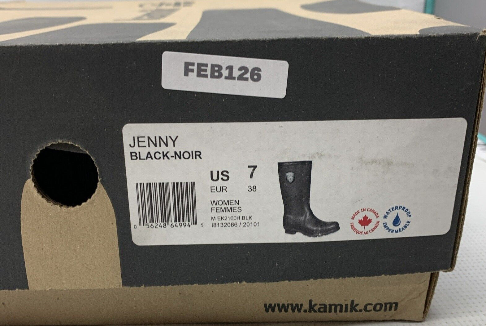 Kamik Black Boots Women's Size 7 Rubber Made in Canada Jenny Mid Calf Waterproof