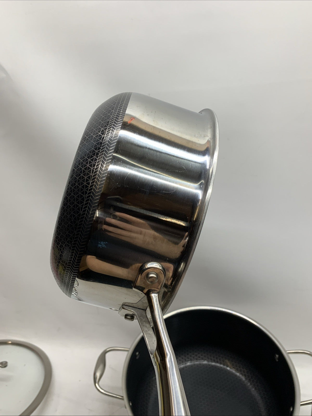 HexClad Hybrid Nonstick 6-Piece Pot Set 8, 3 & 2 Qt Pots with Cover Lids - USED