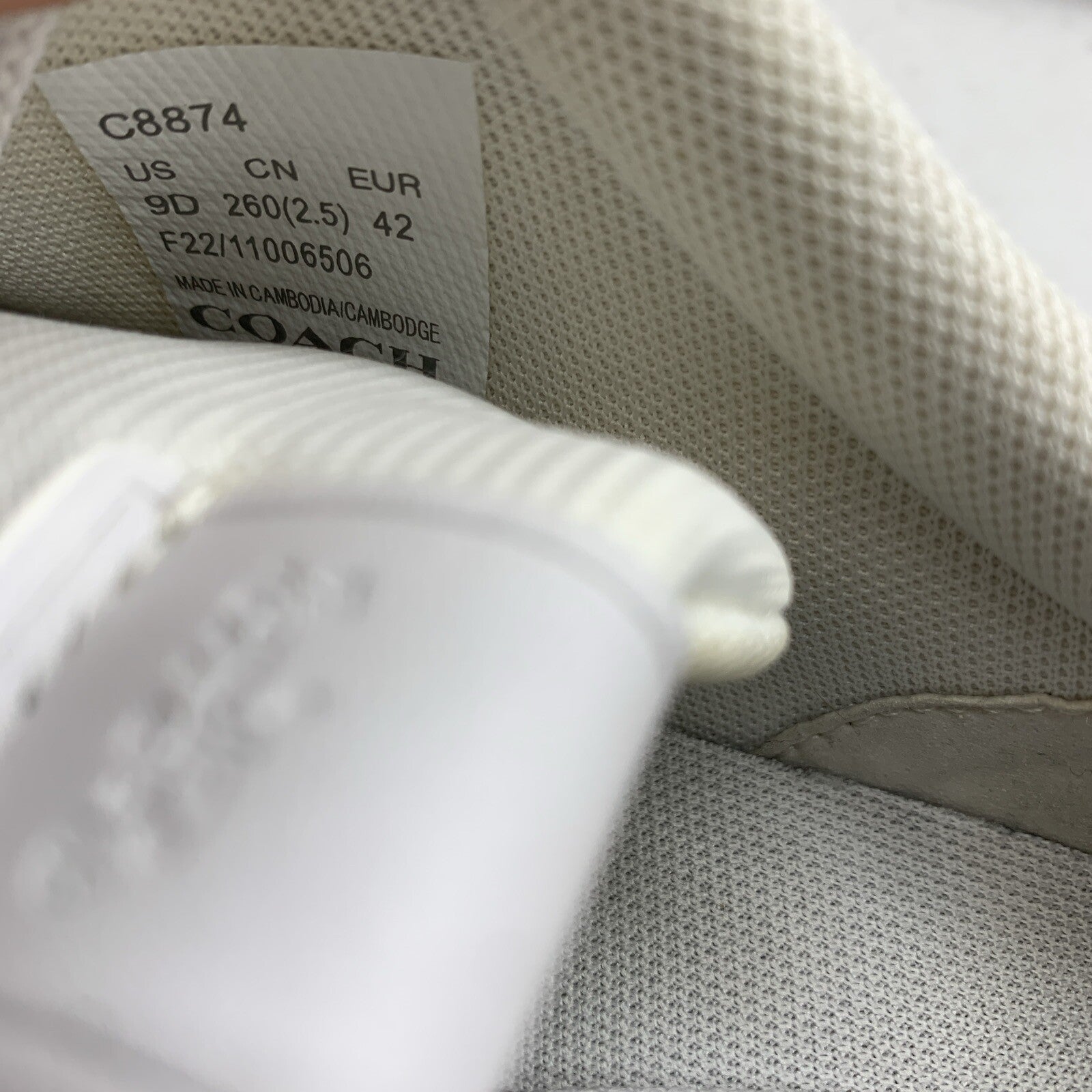 Coach Men'S Lowline Low Top Sneaker White Leather Size 9 Lace-up Shoes Casual