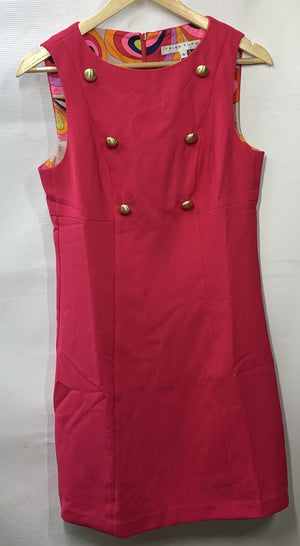 Trina Turk Womens Boat House Dress Pink Hibiscus Size 4 Sleeveless Crew Neckline
