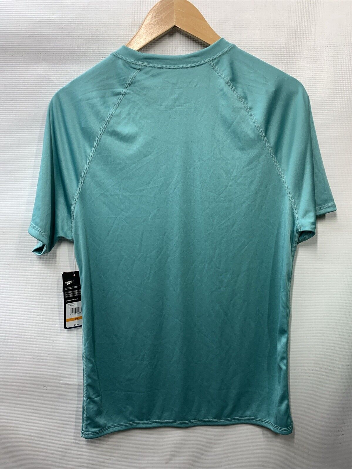 Speedo Men'S UV Black Swim T- Shirt Short Sleeve Loose Fit Easy Tee Size S Cyan