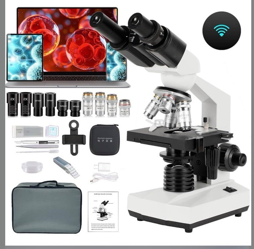 Binocular Compound Microscope, 40X-5000X Magnification, Wide-Angle Eyepiece W...