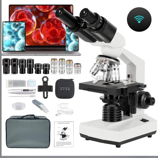 Binocular Compound Microscope, 40X-5000X Magnification, Wide-Angle Eyepiece W...