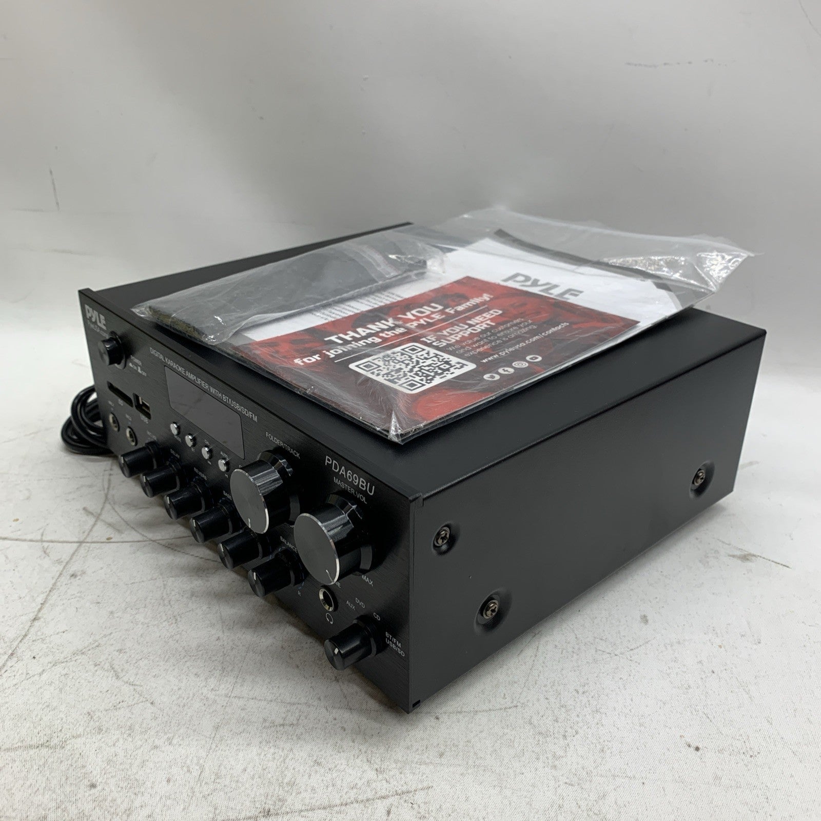 Pyle Stereo Karaoke Amplifier Audio Receiver w/Remote Control Bluetooth Black