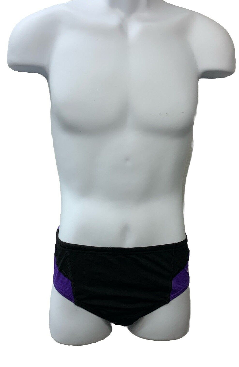 Speedo Men's 32 Endurance+ Spark Splice Brief Swimsuit Black/Purple Underwear