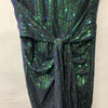 Green Grace Karin bodycon sequin party dress with cap sleeves and V-neck, designed for women, size small.