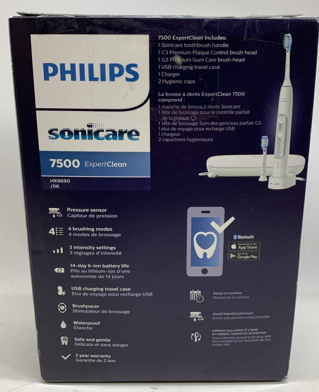 Philips Sonicare Expertclean 7500 Rechargeable Power Toothbrush HX9690/06 White