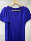 DKNY Shift Midi Dress Ruffle Short Flutter Sleeve Royal Blue SZ 2 Flowy DD1A759A