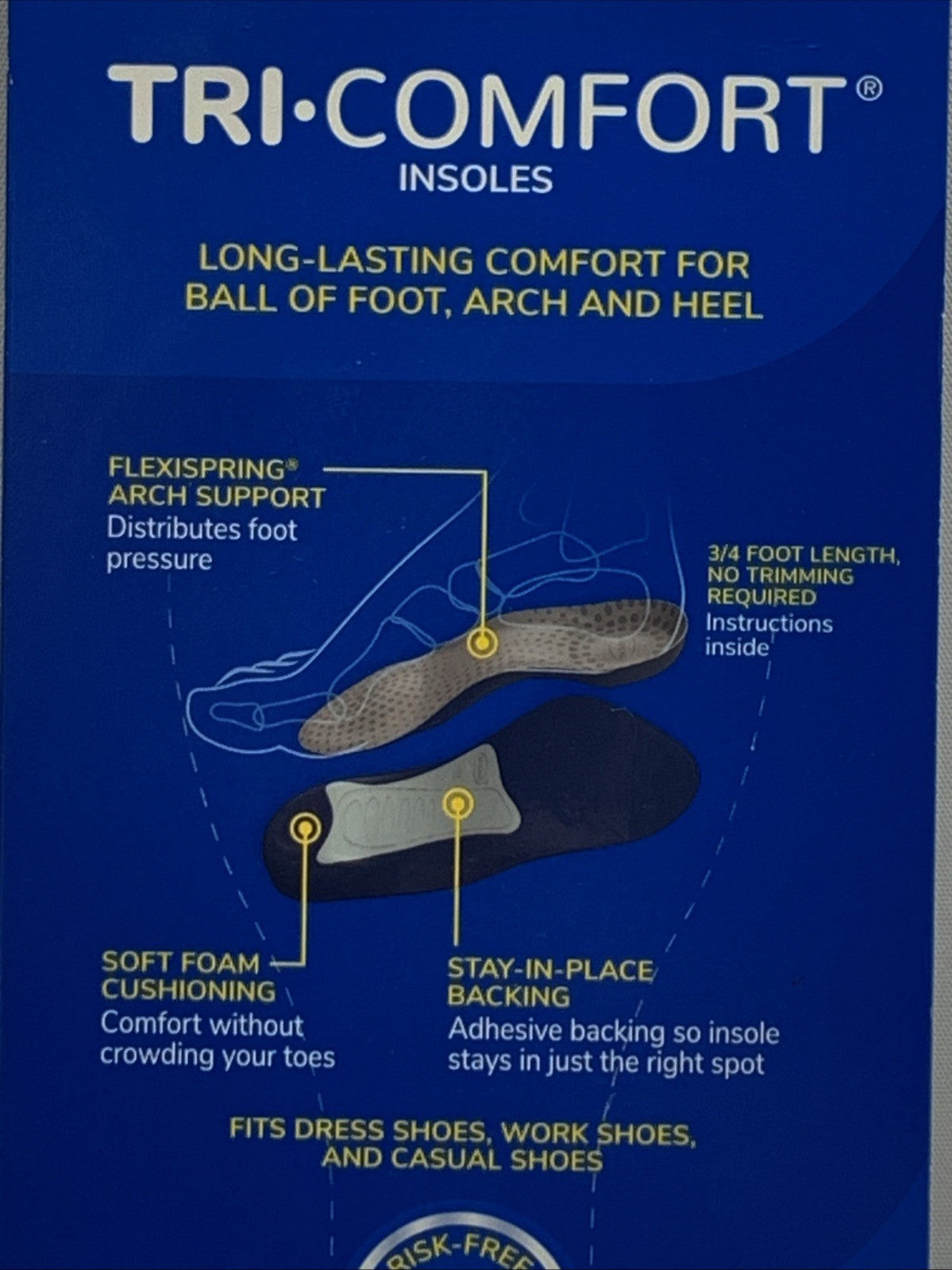Dr. Scholl's Tri-Comfort Insoles Comfort For Heel & Ball of Foot Men's Size 8-14