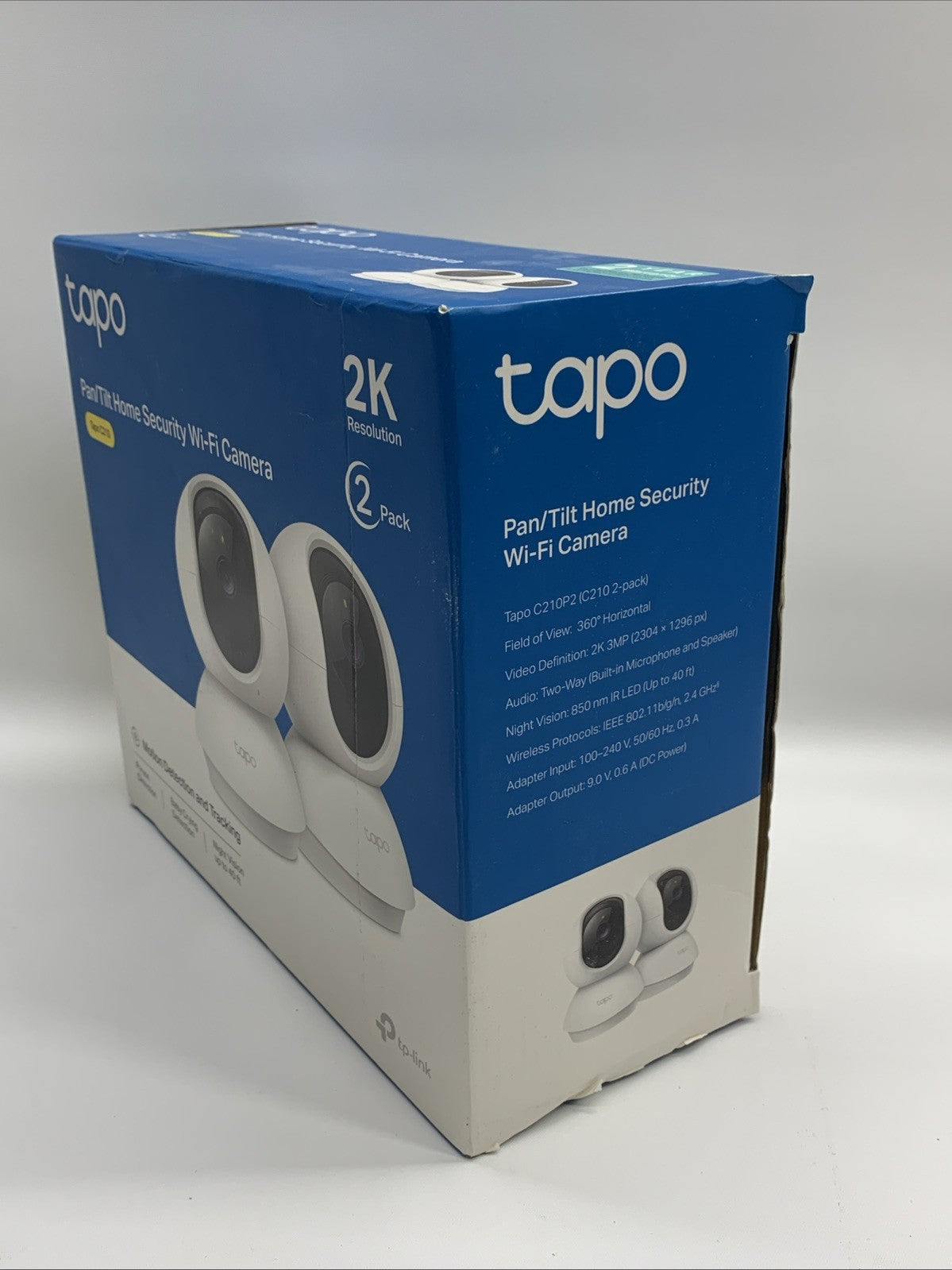 Tapo C210P2 Indoor 2K Pan/Tilt Security Camera 2-Way Audio Night Vision - 2 Pack
