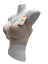 Light beige Warner's women's wireless seamless bra with light lining, designed for comfort and support in a large size.
