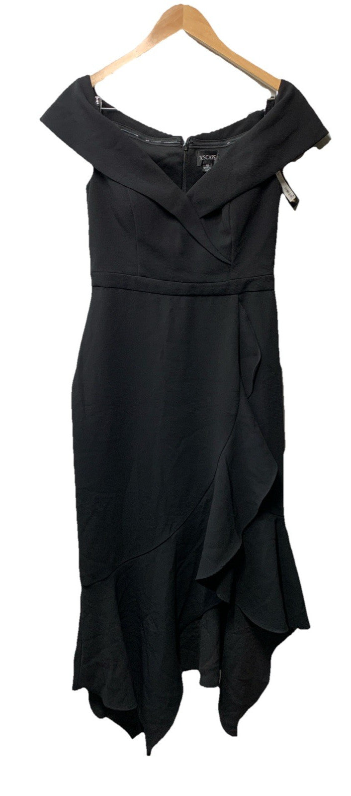 XSCAPE Women's 4484X Off-The-Shoulder Sweetheart Ruffle Dress Black Size 10