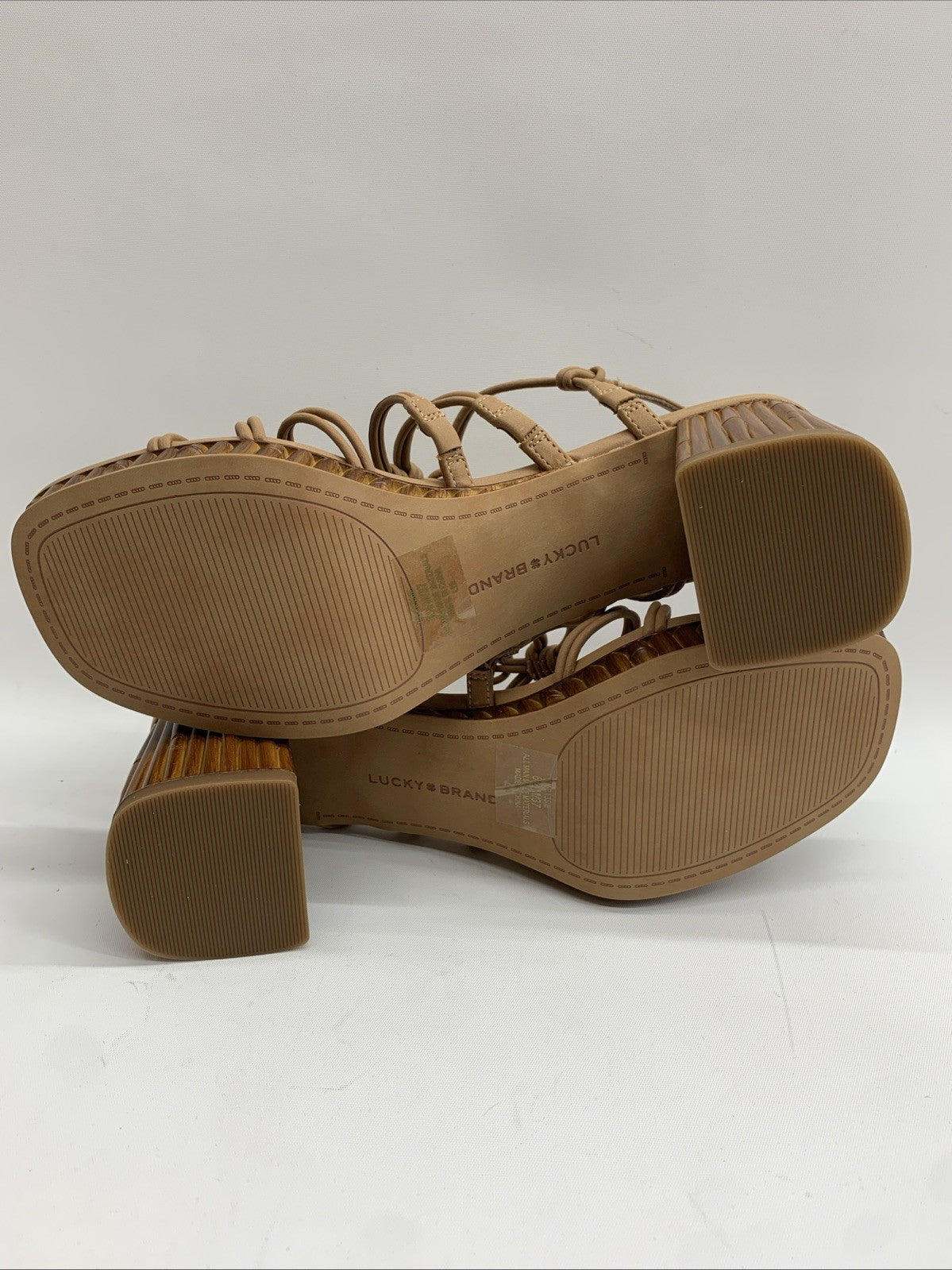 Lucky Brand Womens Bassie Buckle Faux Leather 0310LK1650 Heels Shoes Tan 6.5M