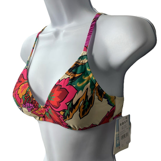 ROXY Swim Bikini Top Beach Classics Small Swimsuit Top Surf & Beachwear Blossom