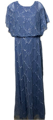 Adrianna Papell Blouson Beaded Long Dress Women's with Flutter Sleeves Size 6