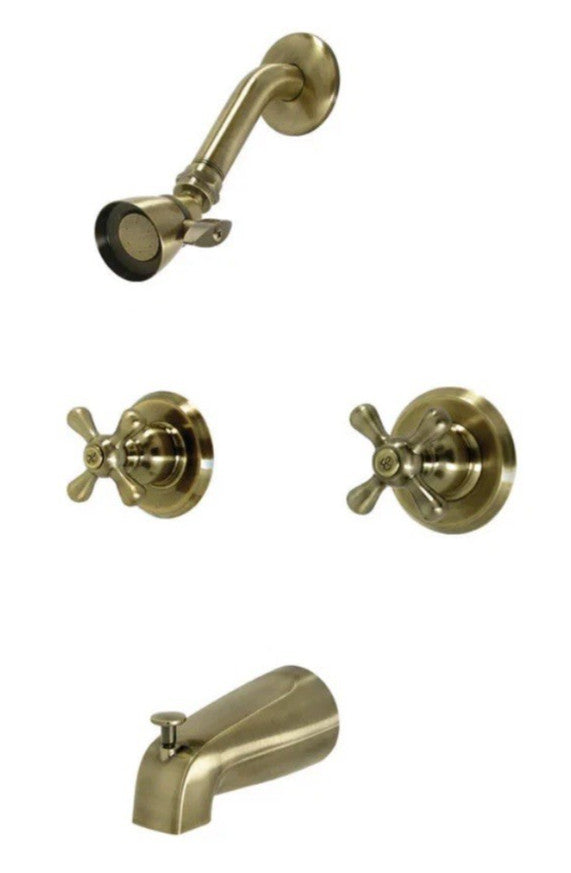Kingston Brass KB243AXAB Magellan Tub and Shower Faucet Antique Brass 2 Handles