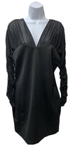 GUESS Women's Long Sleeve Clara Dress 14 Black Flattering  V-Neck V-back Shape