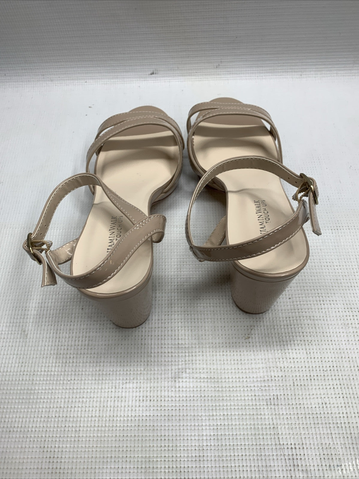 Touch Ups Women's Harmon Block Heeled Sandal Nude Size 9M Buckle Open Toe 4675M