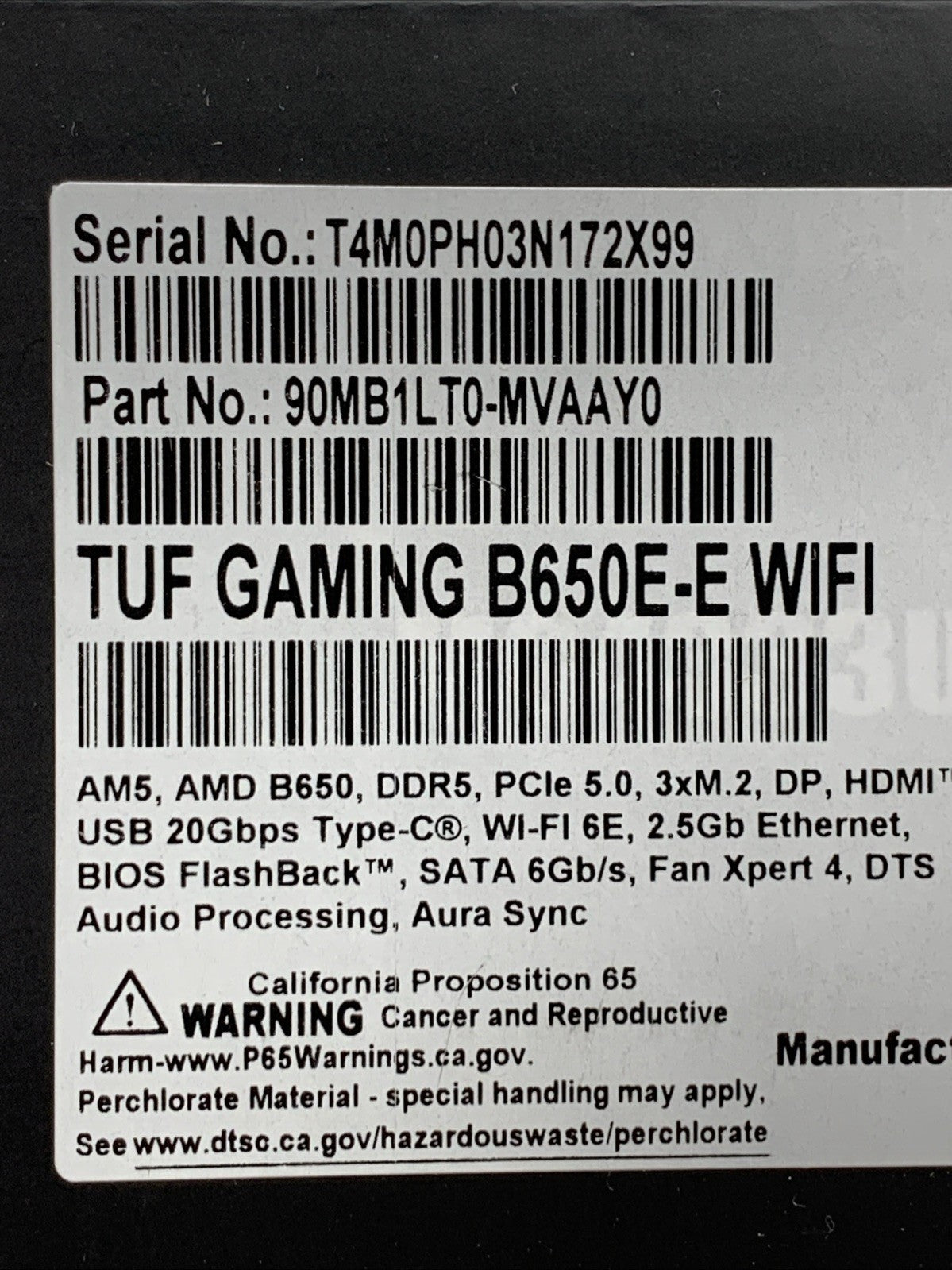 ASUS TUF GAMING B650E-E WIFI AMD AM5 B650 ATX motherboard, 8+2+1 80A DrMOS stage