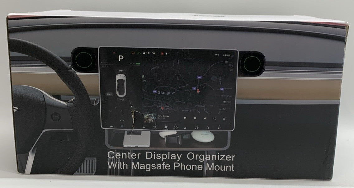 Tesla Model 3 / Y Center Display Organizer Holder Black with MagSafe Phone Mount