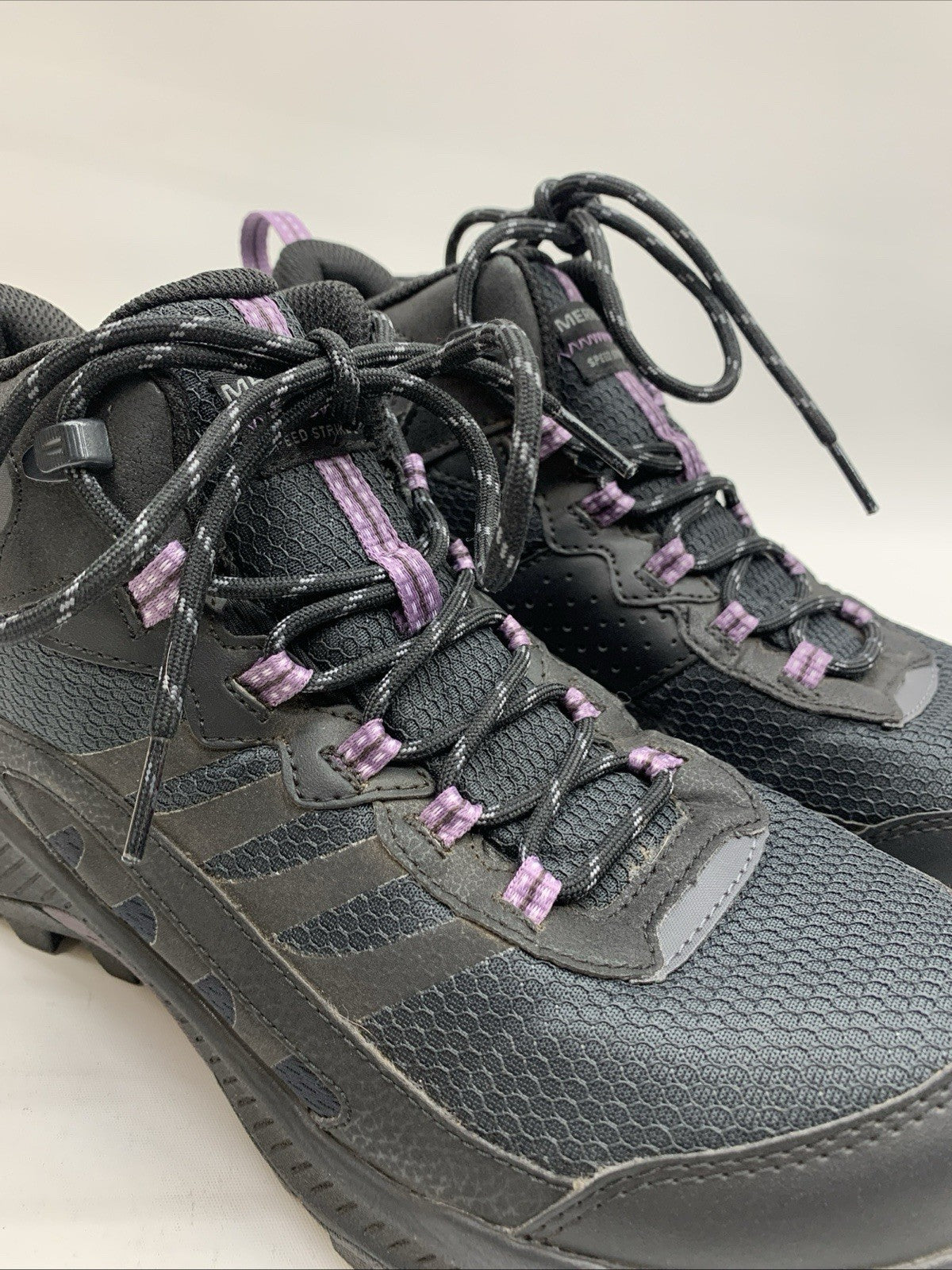 Merrell Women's Speed Strike 2 Mid Wp Black Boots 9.5 Black Purple J038274 Lace