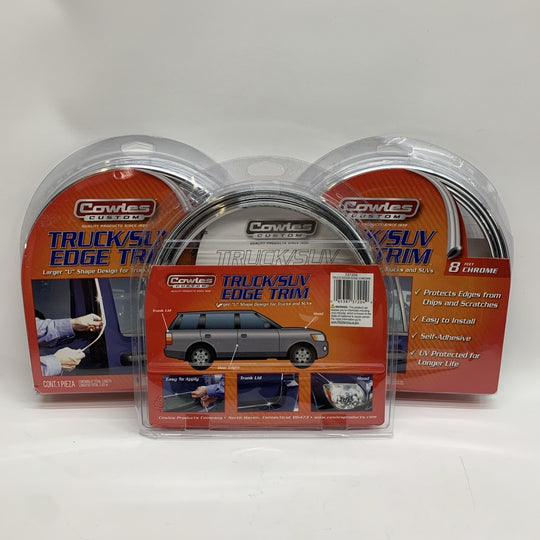 Cowles S37204 Custom Chrome Truck Edge Guard Trim 8' Self Adhesive - 3 Pack